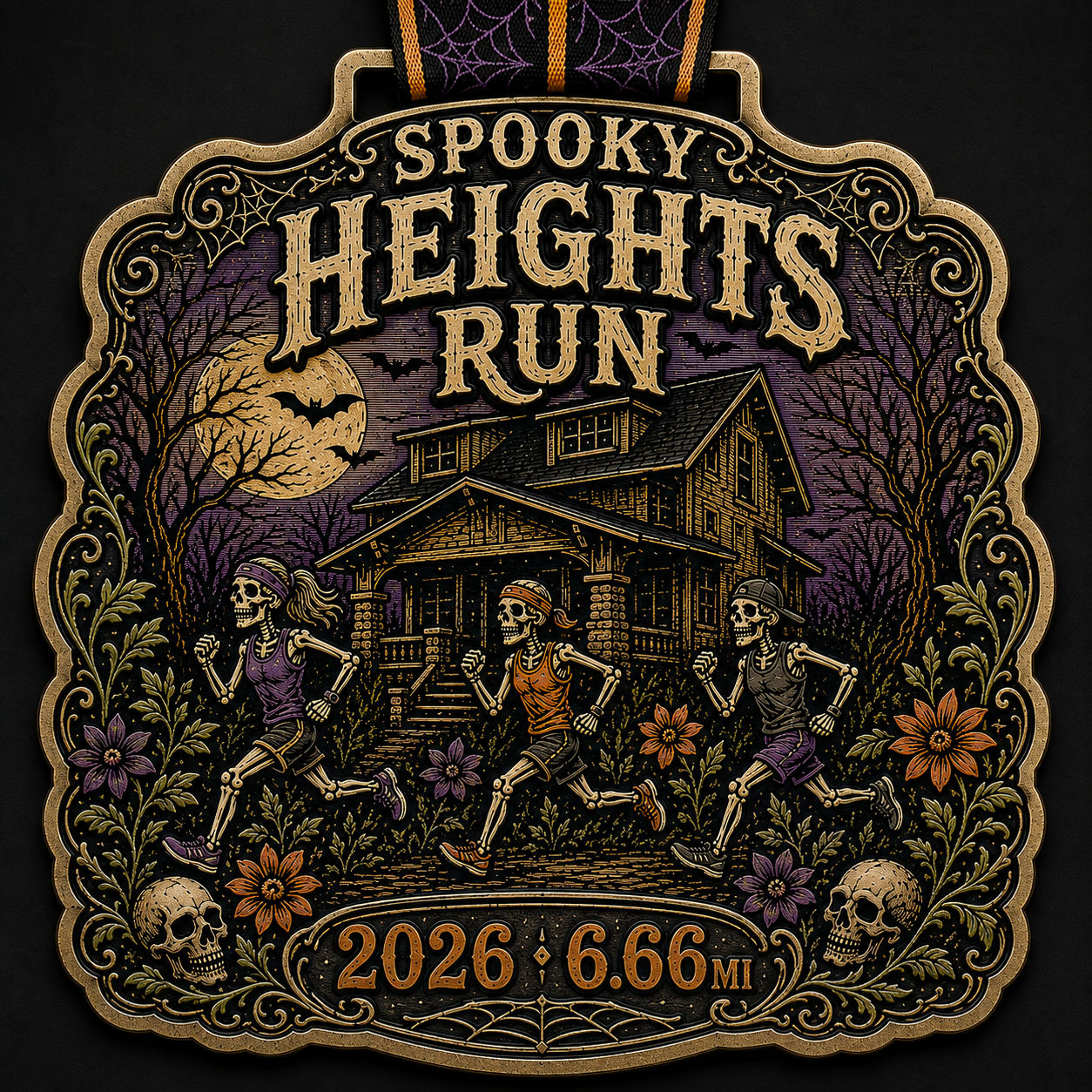 Spooky Heights Run finisher medal concept