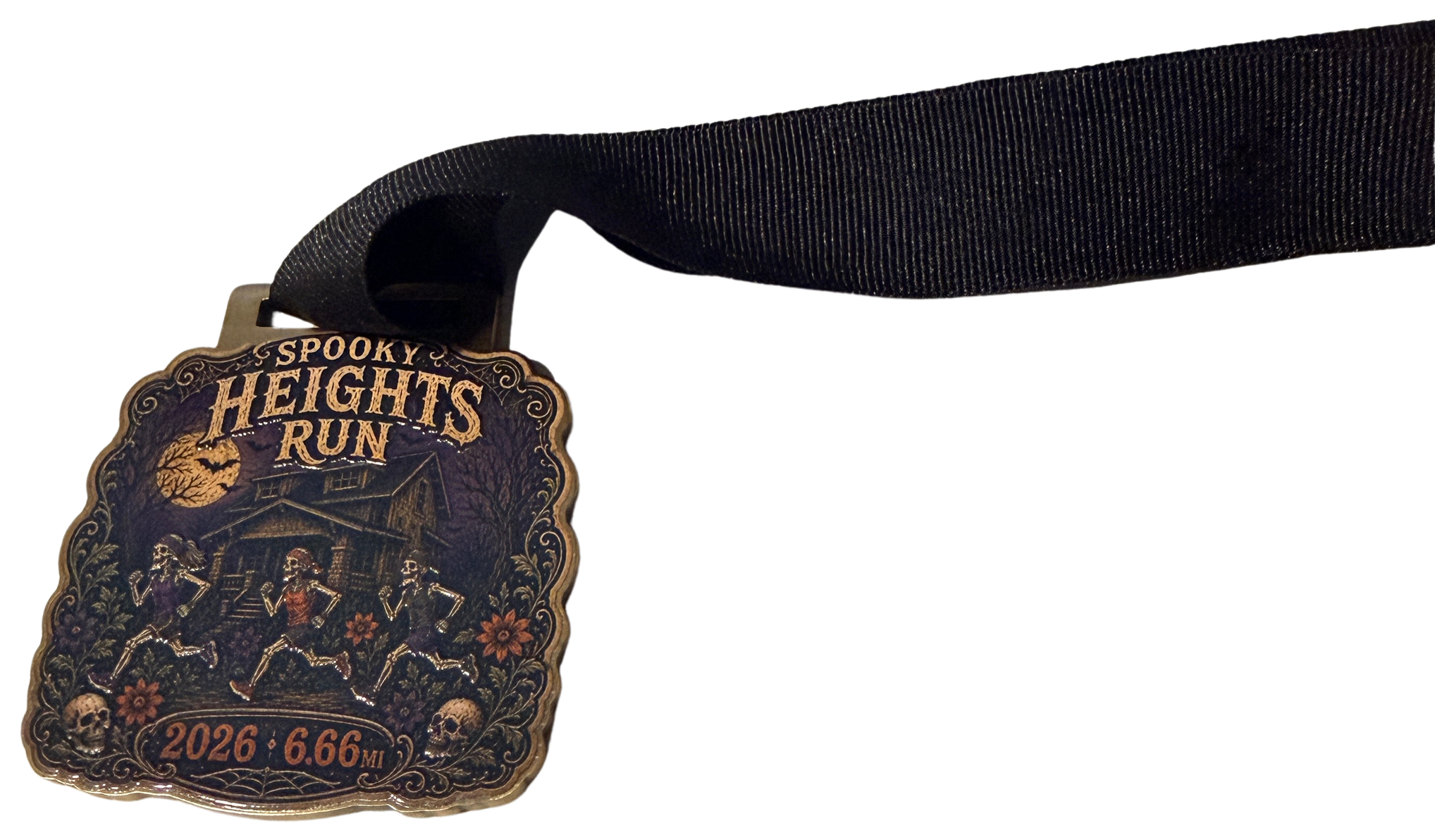 Official Spooky Heights Run finisher medal